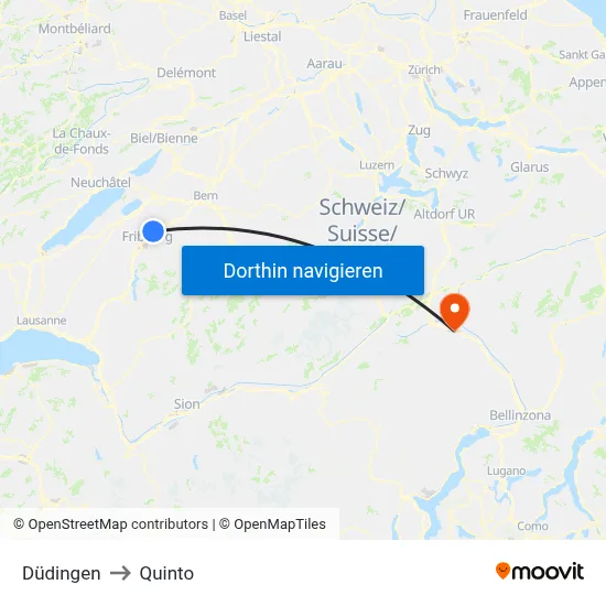 Düdingen to Quinto map