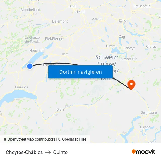 Cheyres-Châbles to Quinto map