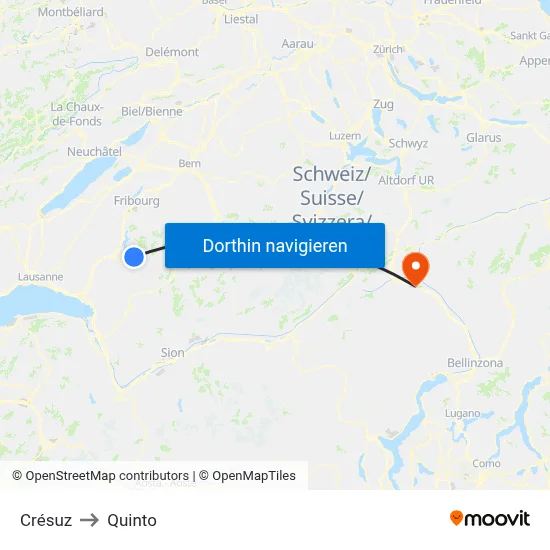 Crésuz to Quinto map