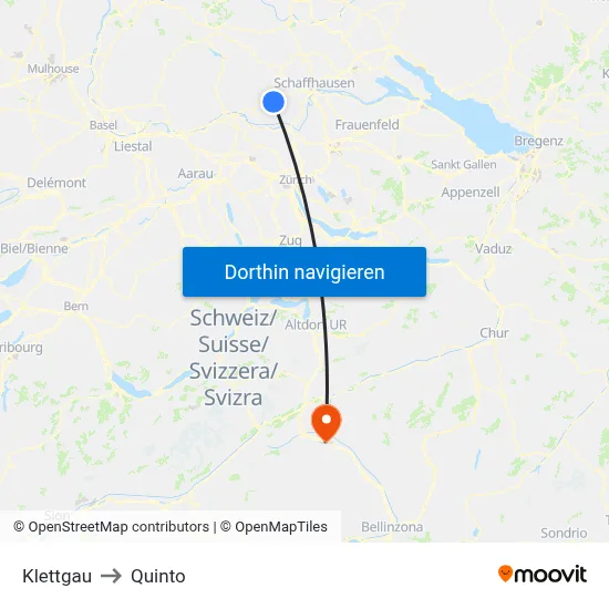 Klettgau to Quinto map