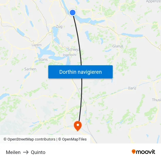 Meilen to Quinto map