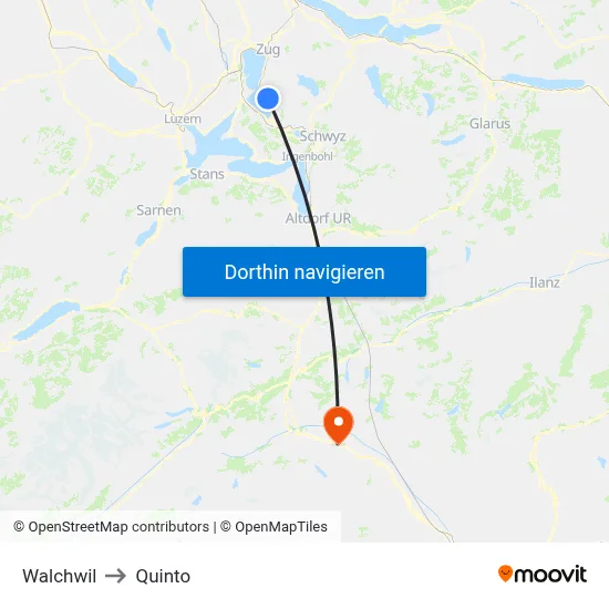 Walchwil to Quinto map