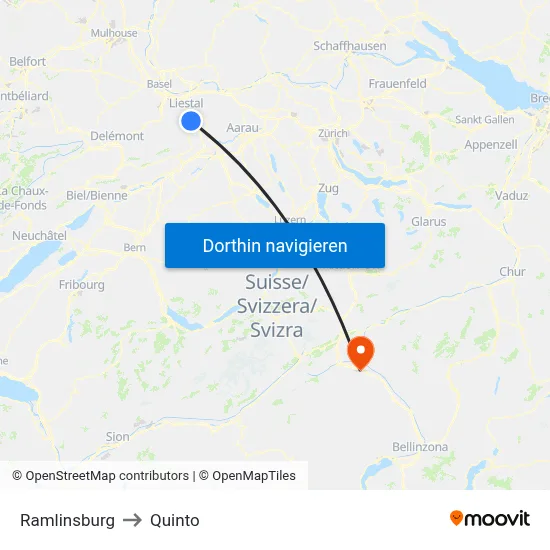 Ramlinsburg to Quinto map