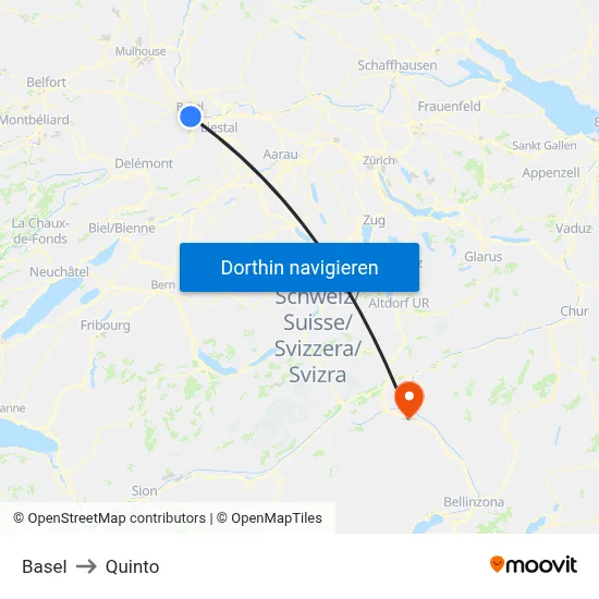 Basel to Quinto map