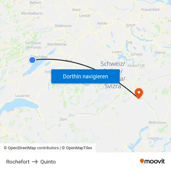 Rochefort to Quinto map