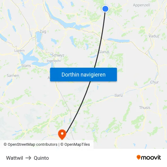 Wattwil to Quinto map