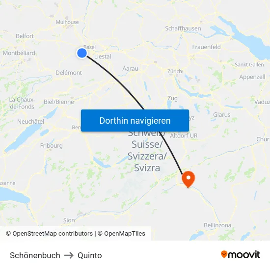 Schönenbuch to Quinto map