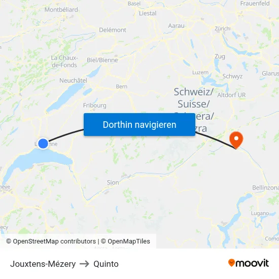 Jouxtens-Mézery to Quinto map