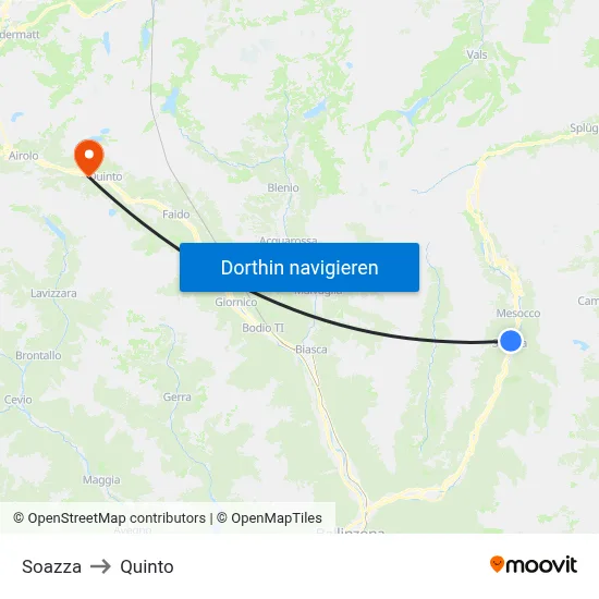 Soazza to Quinto map