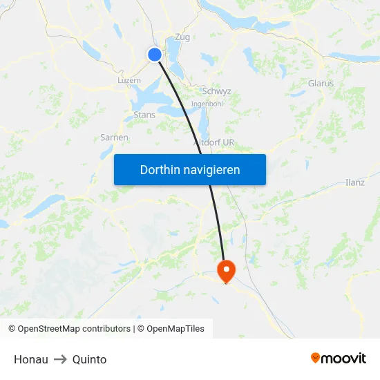 Honau to Quinto map