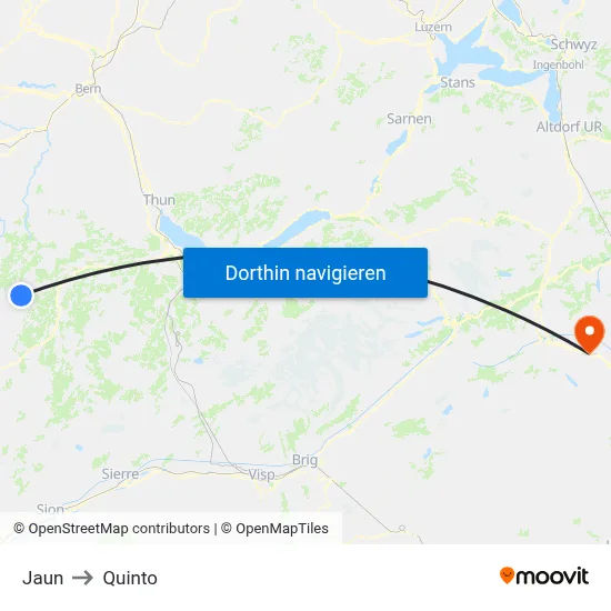 Jaun to Quinto map