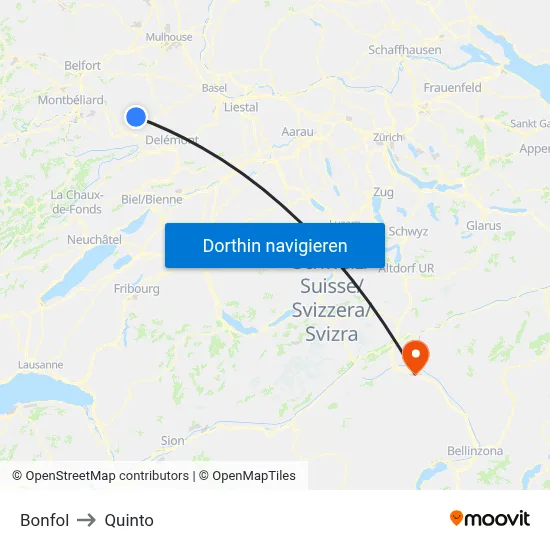 Bonfol to Quinto map