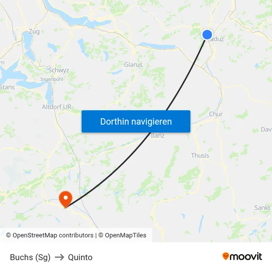 Buchs (Sg) to Quinto map