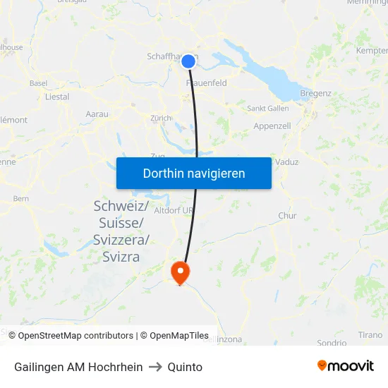 Gailingen AM Hochrhein to Quinto map