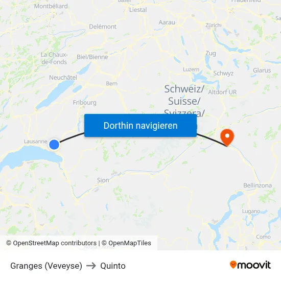 Granges (Veveyse) to Quinto map