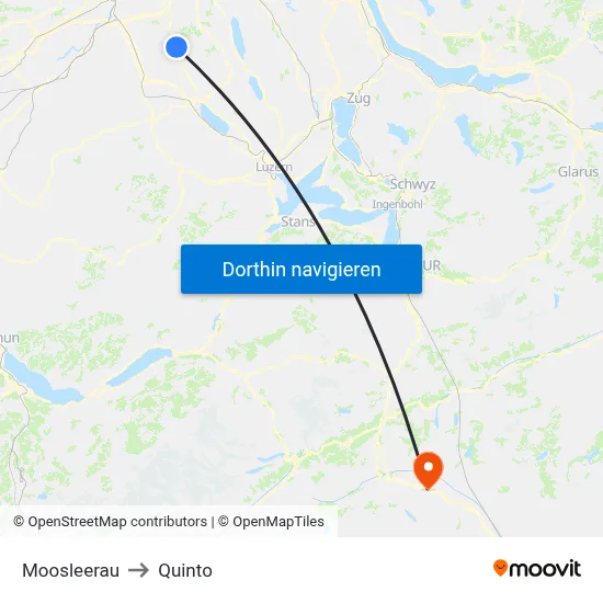 Moosleerau to Quinto map