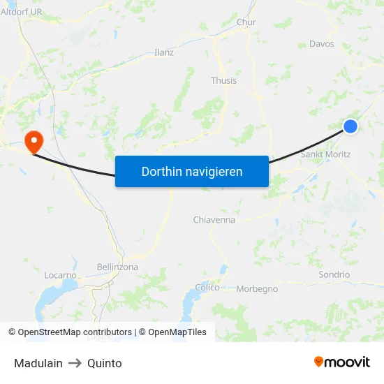 Madulain to Quinto map