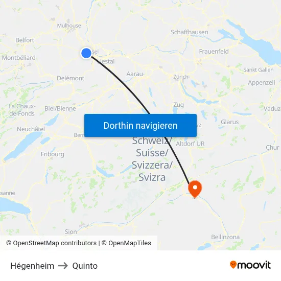 Hégenheim to Quinto map