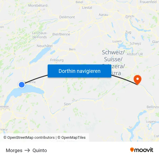 Morges to Quinto map