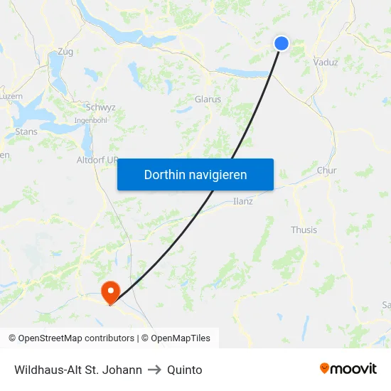 Wildhaus-Alt St. Johann to Quinto map