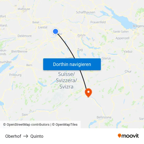 Oberhof to Quinto map