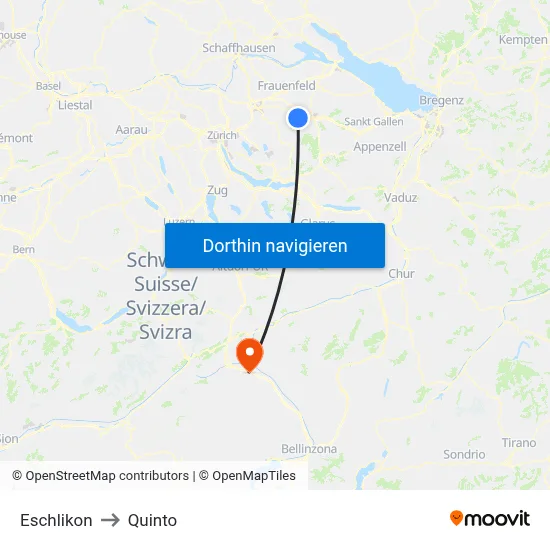Eschlikon to Quinto map