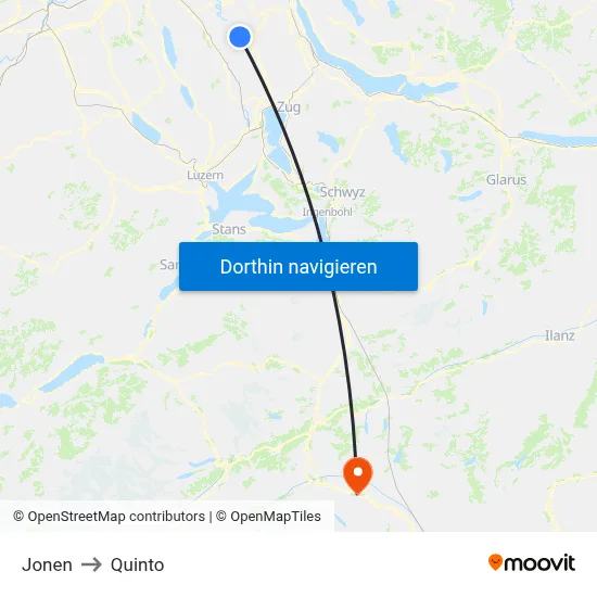 Jonen to Quinto map