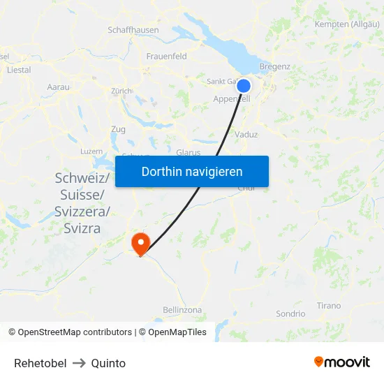 Rehetobel to Quinto map