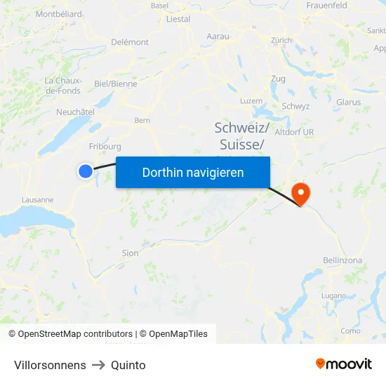 Villorsonnens to Quinto map