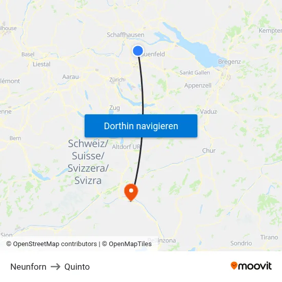Neunforn to Quinto map