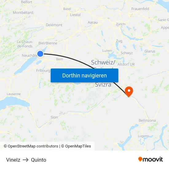 Vinelz to Quinto map