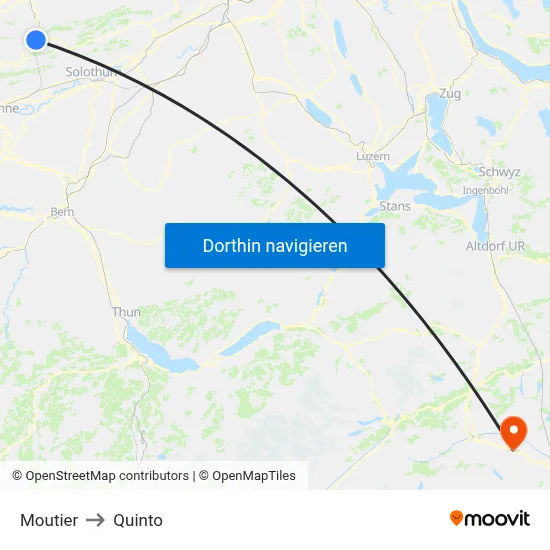 Moutier to Quinto map