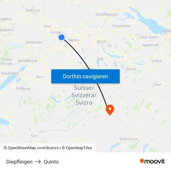Diepflingen to Quinto map