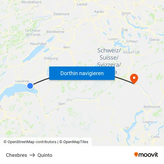 Chexbres to Quinto map