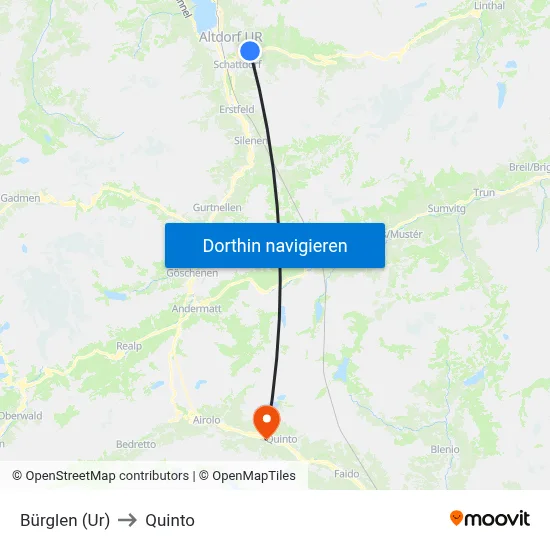 Bürglen (Ur) to Quinto map