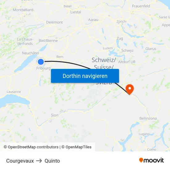 Courgevaux to Quinto map