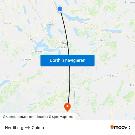 Herrliberg to Quinto map