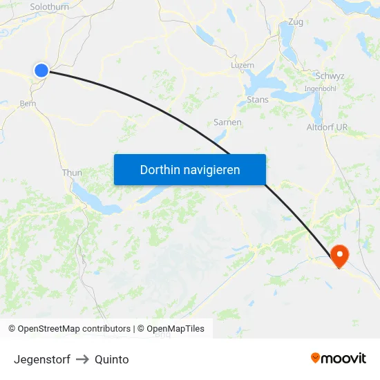 Jegenstorf to Quinto map
