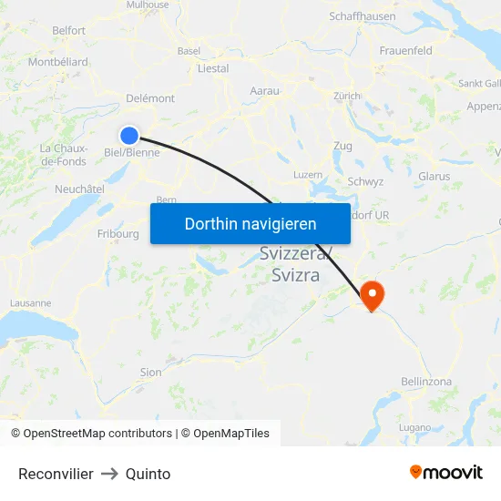 Reconvilier to Quinto map