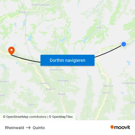 Rheinwald to Quinto map