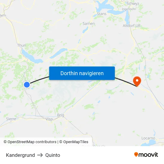 Kandergrund to Quinto map
