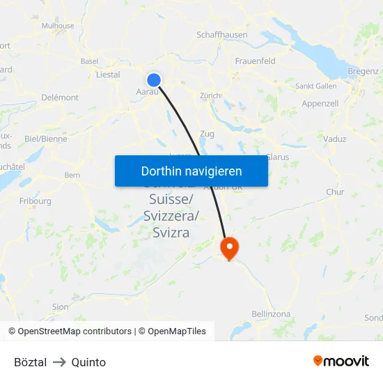 Böztal to Quinto map