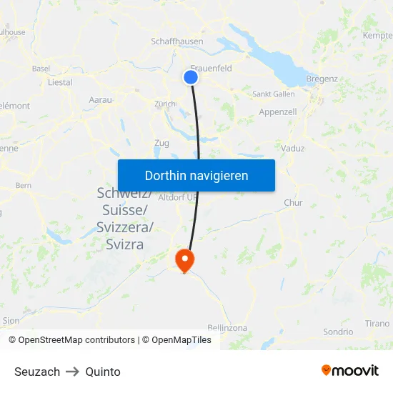 Seuzach to Quinto map