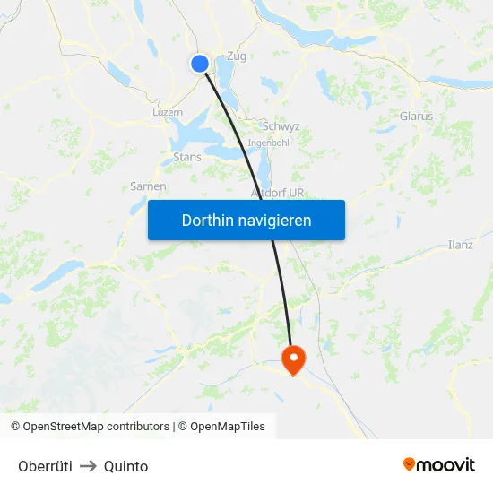 Oberrüti to Quinto map