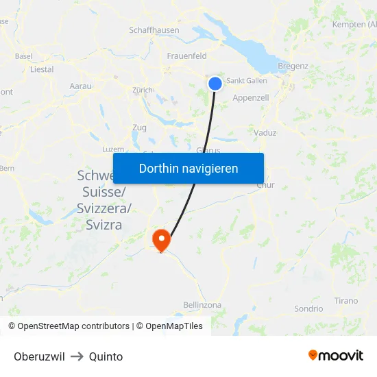 Oberuzwil to Quinto map