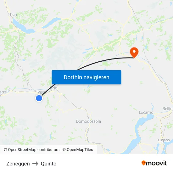 Zeneggen to Quinto map