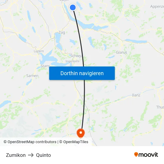 Zumikon to Quinto map