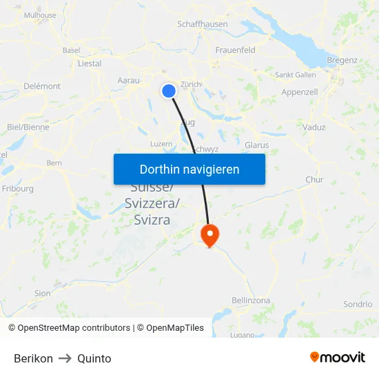 Berikon to Quinto map