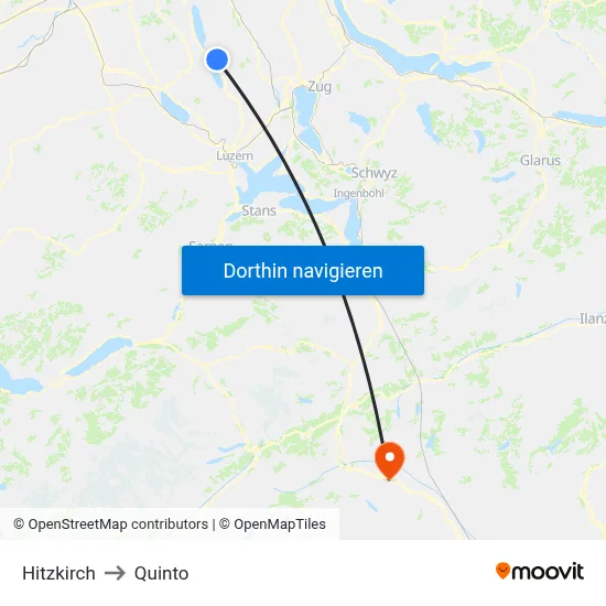 Hitzkirch to Quinto map