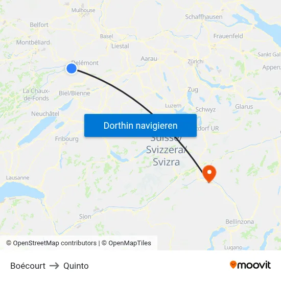 Boécourt to Quinto map